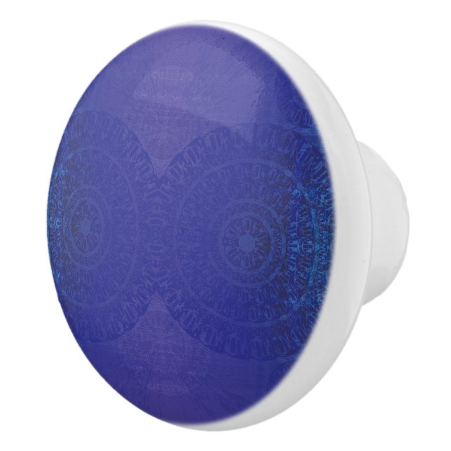 Acceptance | Blue Indigo Violet Boho Medallions Ceramic Knob (Right)