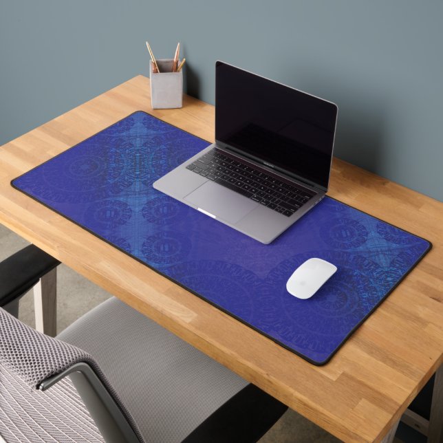 Acceptance | Blue Indigo Violet Boho Medallions Desk Mat (Office 2)