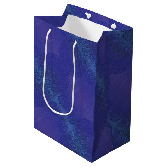 Acceptance | Blue Indigo Violet Boho Medallions Medium Gift Bag (Front Angled)