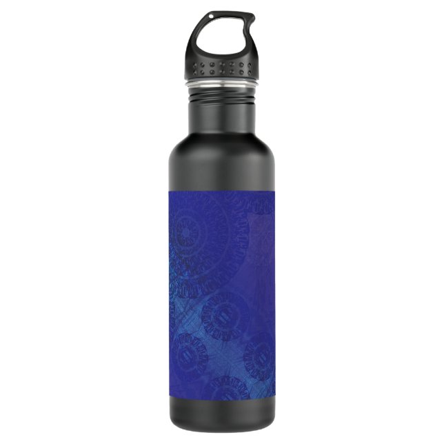 Acceptance | Blue Indigo Violet Boho Medallions Stainless Steel Water Bottle (Front)