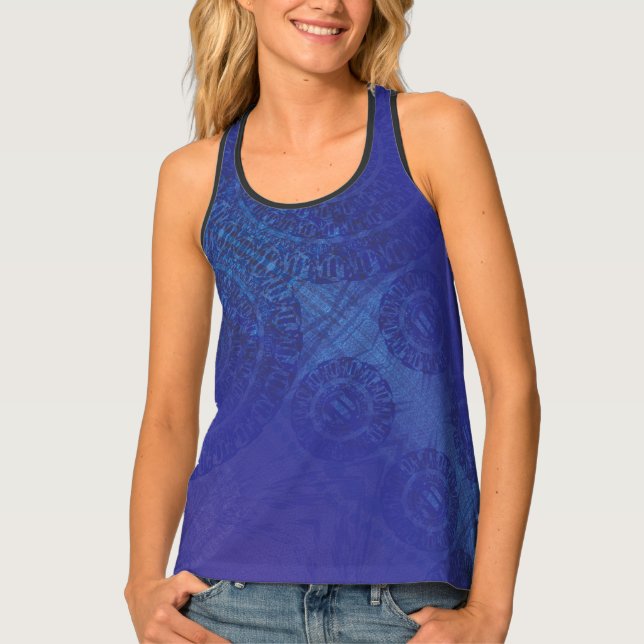 Acceptance | Blue Indigo Violet Boho Medallions Tank Top (Front)