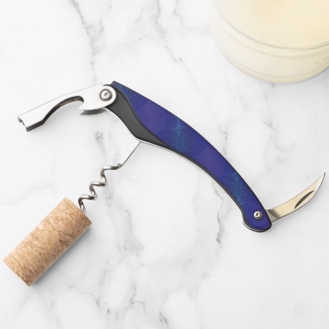 Acceptance | Blue Indigo Violet Boho Medallions Waiter's Corkscrew (Front)