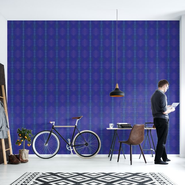 Acceptance | Blue Indigo Violet Boho Medallions Wallpaper (Living Room)