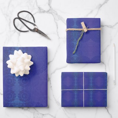 Acceptance | Blue Indigo Violet Boho Medallions Wrapping Paper Sheets