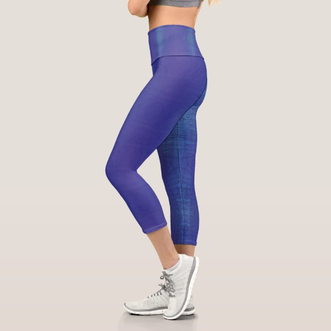 Acceptance | Blue Indigo Violet Shibori Pattern Capri Leggings (Left)