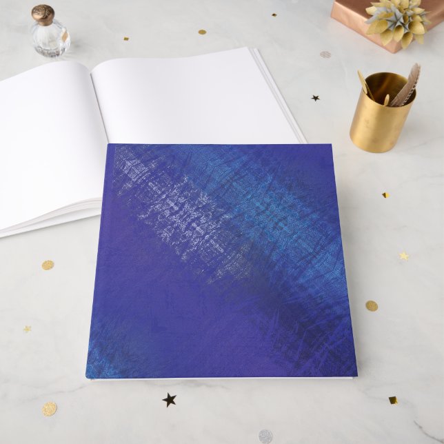 Acceptance | Blue Indigo Violet Shibori Pattern Foil Guest Book (Front Open)