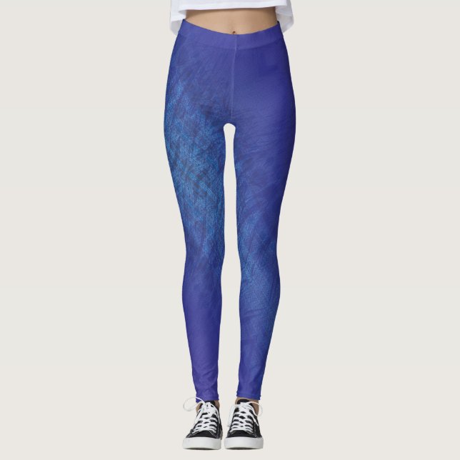 Acceptance | Blue Indigo Violet Shibori Pattern Leggings (Front)