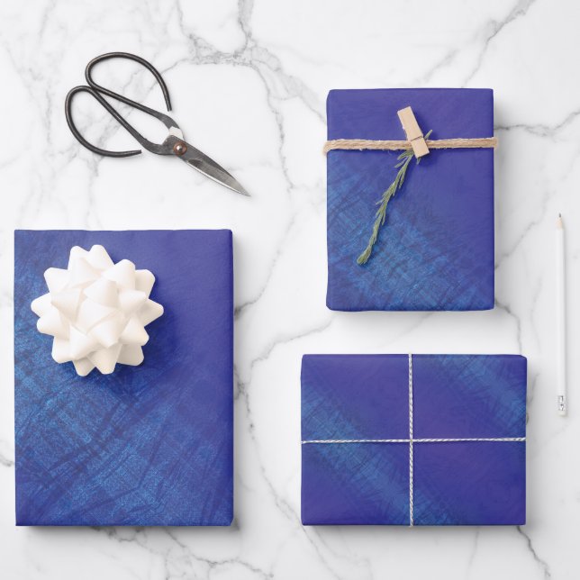 Acceptance | Blue Indigo Violet Shibori Pattern Wrapping Paper Sheets (Front)