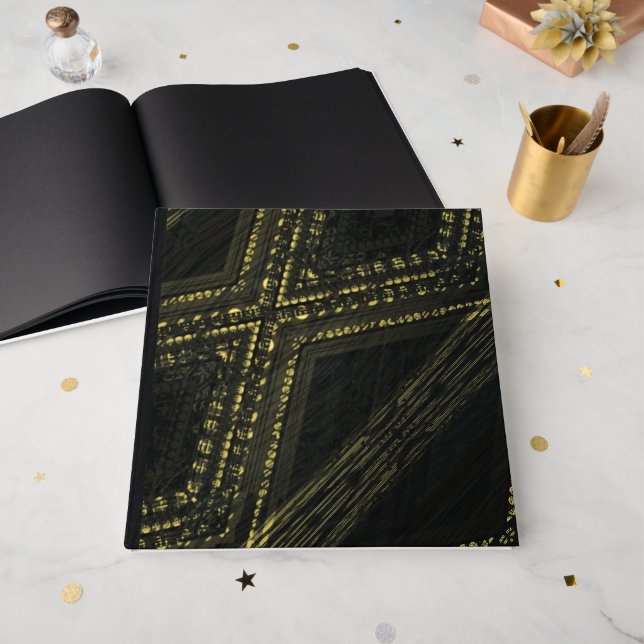 Acceptance | Dark Abstract Texture Foil Guest Book (Front Open)