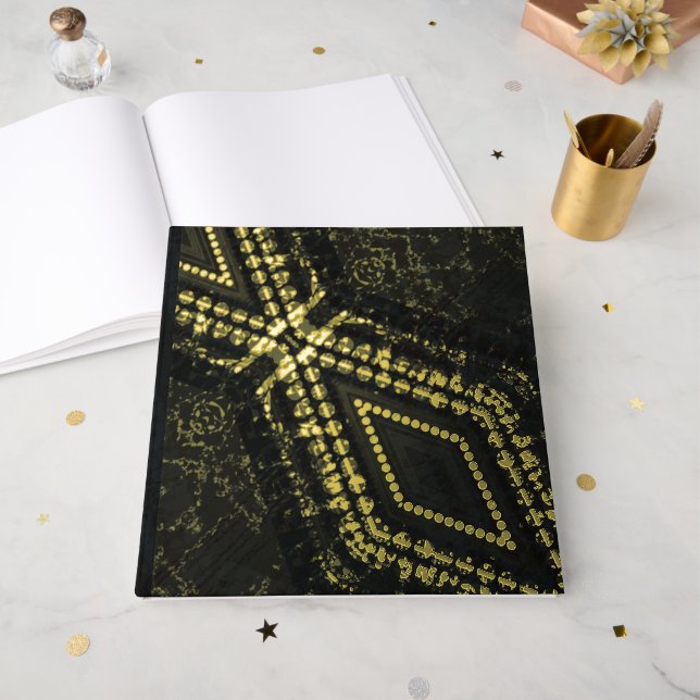 Acceptance | Dark Boho Texture Foil Guest Book (Front Open)