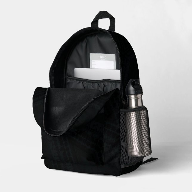 Acceptance | Dark Boho Texture Printed Backpack (Back Corner Right (Open))