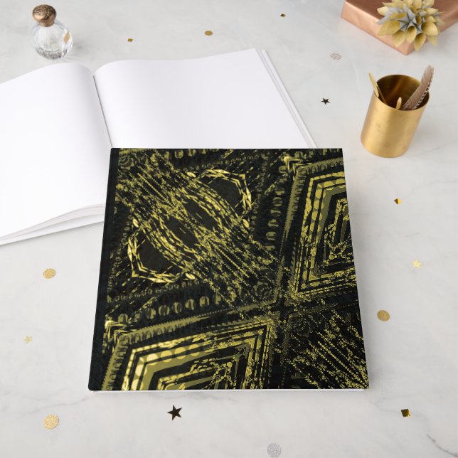 Acceptance | Dark Geometric Texture Foil Guest Book (Front Open)