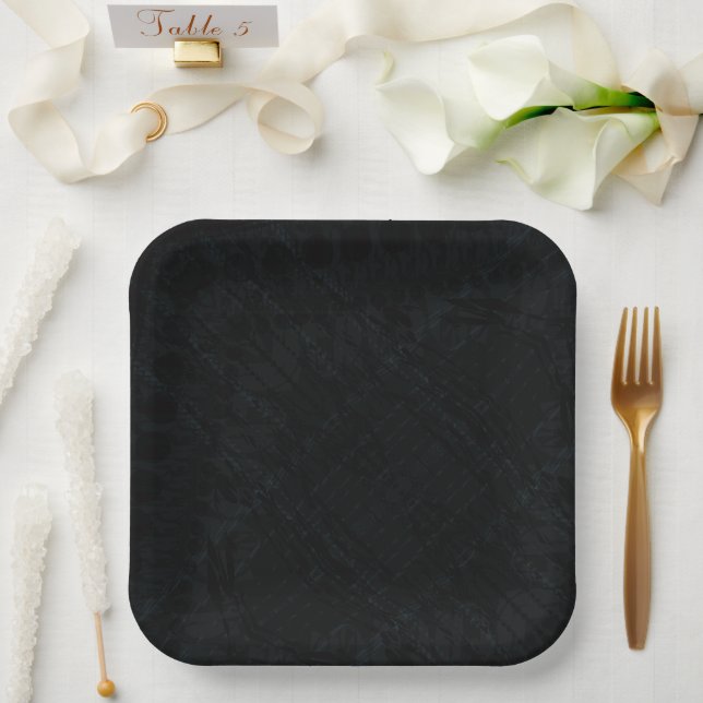 Acceptance | Dark Geometric Texture Paper Plates (Wedding)