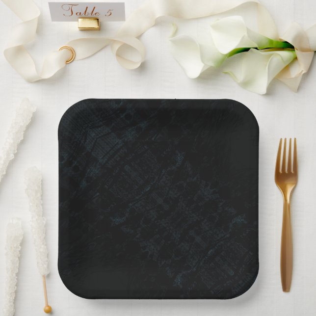 Acceptance | Dark Shibori Texture Paper Plates (Wedding)