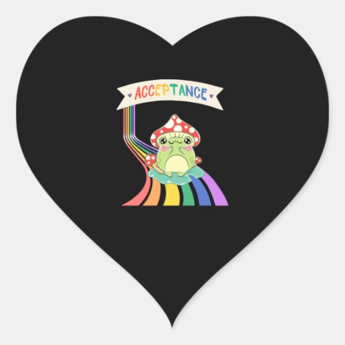 Acceptance frog _ pride month   heart sticker