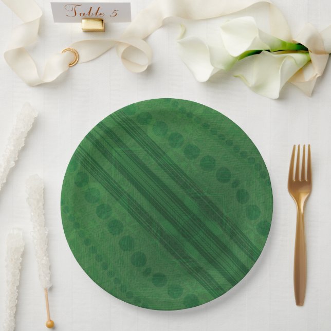 Acceptance | Green Eclectic Boho Pattern Paper Plates (Wedding)