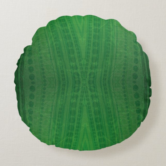Acceptance | Green Eclectic Boho Pattern Round Pillow (Front)