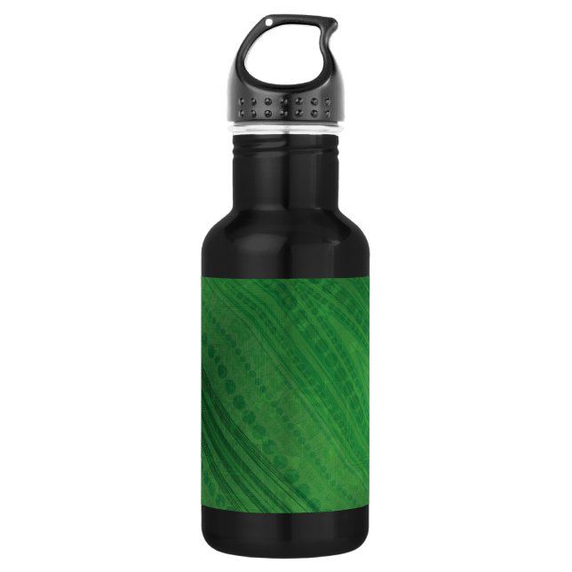 Acceptance | Green Eclectic Boho Pattern Stainless Steel Water Bottle (Front)