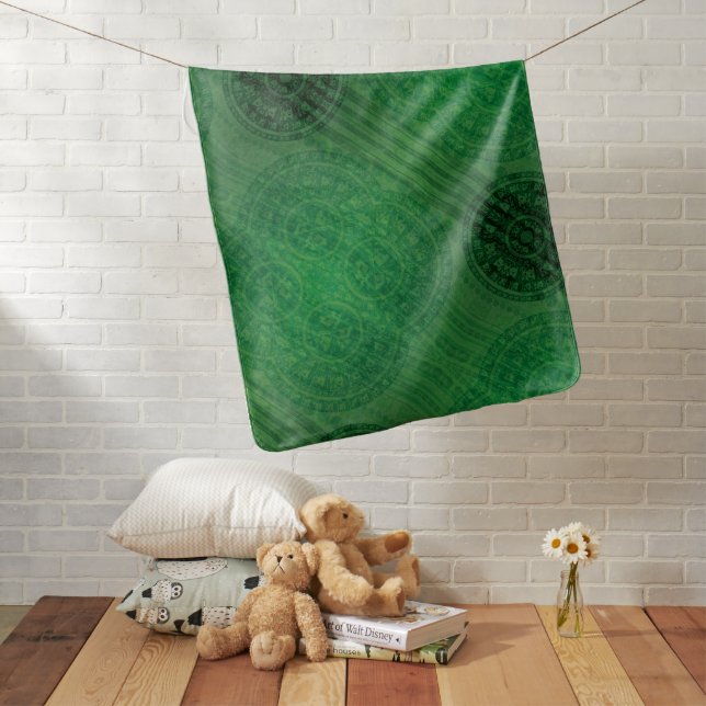 Acceptance | Green Meditation Medallions Baby Blanket (In Situ)