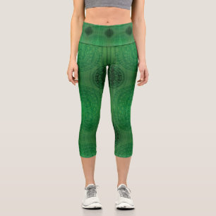 Acceptance Green Meditation Medallions Capri Leggings