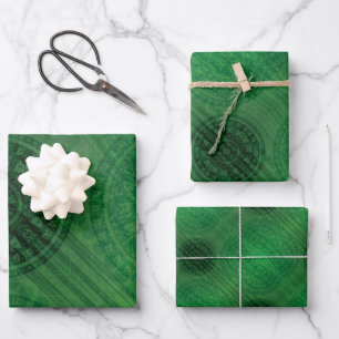 Acceptance Green Meditation Medallions Wrapping Paper Sheets