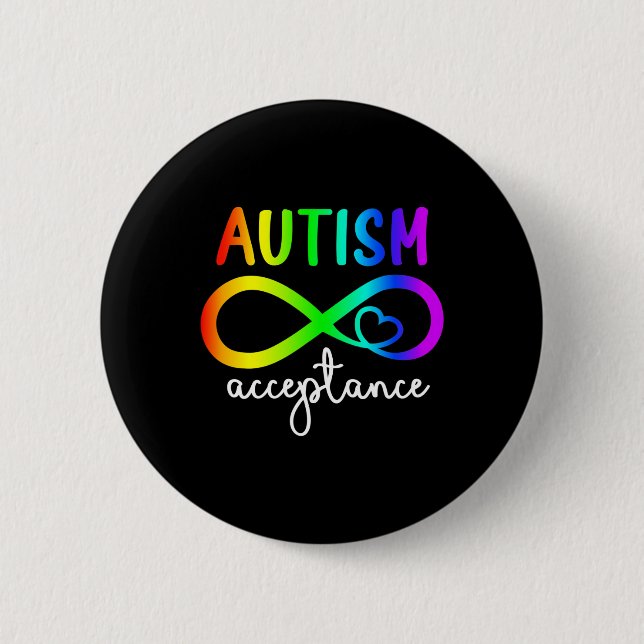 Acceptance Infinity Heart Autism Awareness Month R Button (Front)