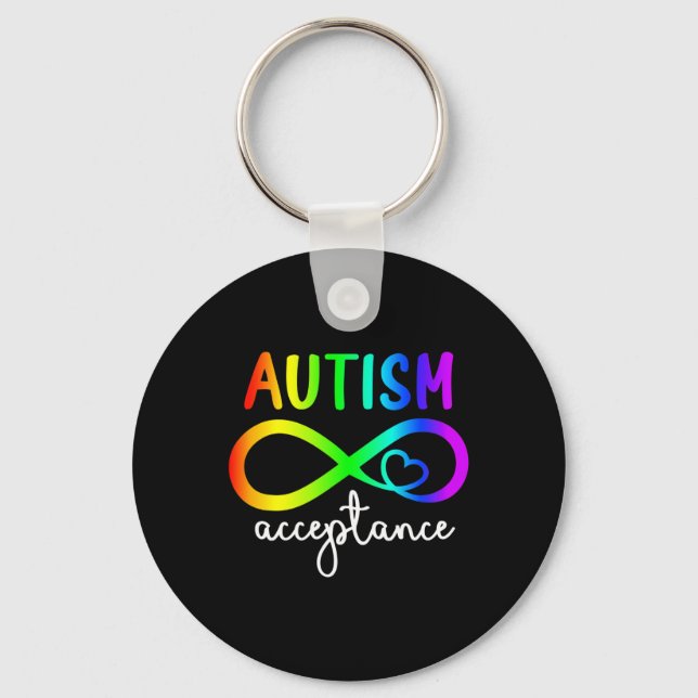 Acceptance Infinity Heart Autism Awareness Month R Keychain (Front)