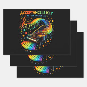Acceptance Is Key Autism Awareness Wrapping Paper Sheets