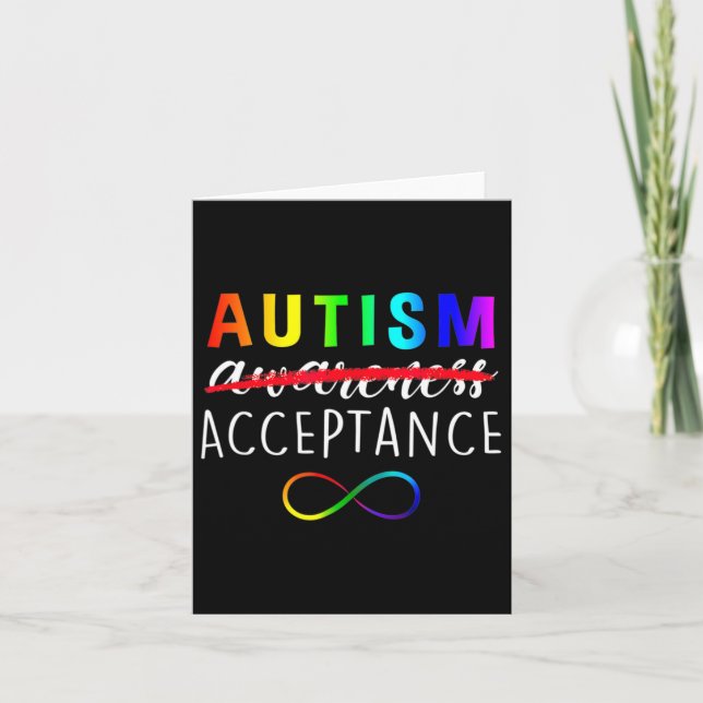 Acceptance Not Awareness Funny Red Instead Autism  Card (Front)