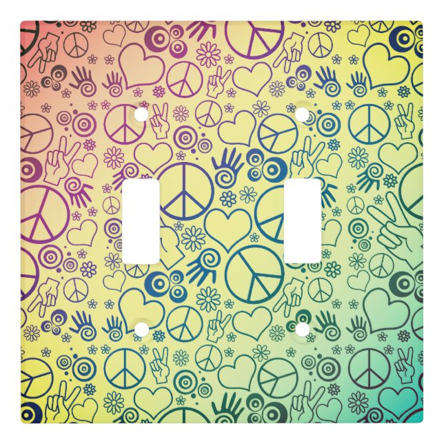 Acceptance Peace Sign Symbol Rainbow Light Switch Cover (Front)