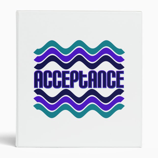 Acceptance Quote in Blue Green Purple Graphic 3 Ring Binder (Front)