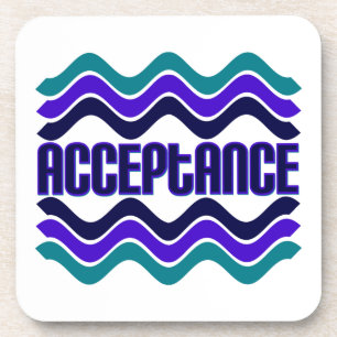 Acceptance Quote in Blue Green Purple Graphic Drink Coaster