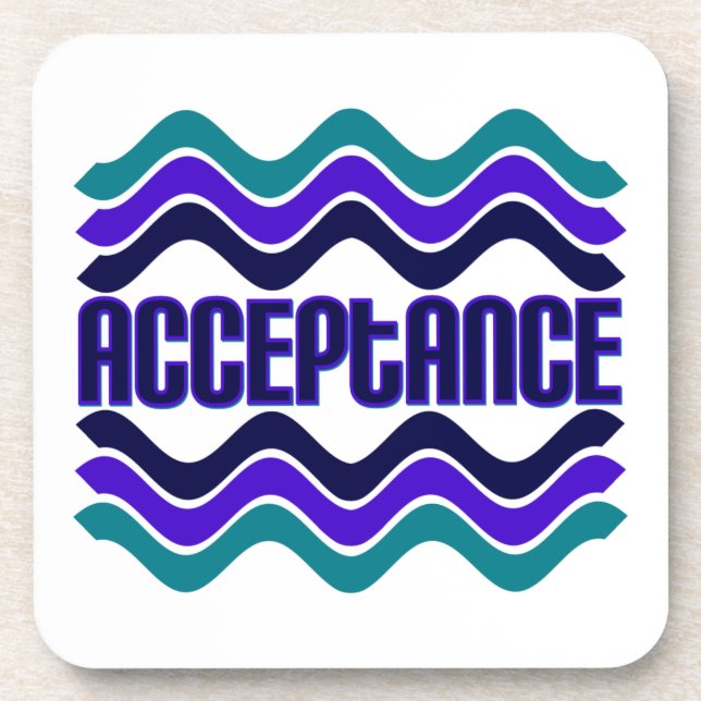 Acceptance Quote in Blue Green Purple Graphic Drink Coaster (Front)