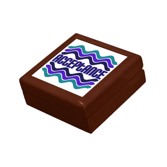 Acceptance Quote in Blue Green Purple Graphic Keepsake Box (Side)