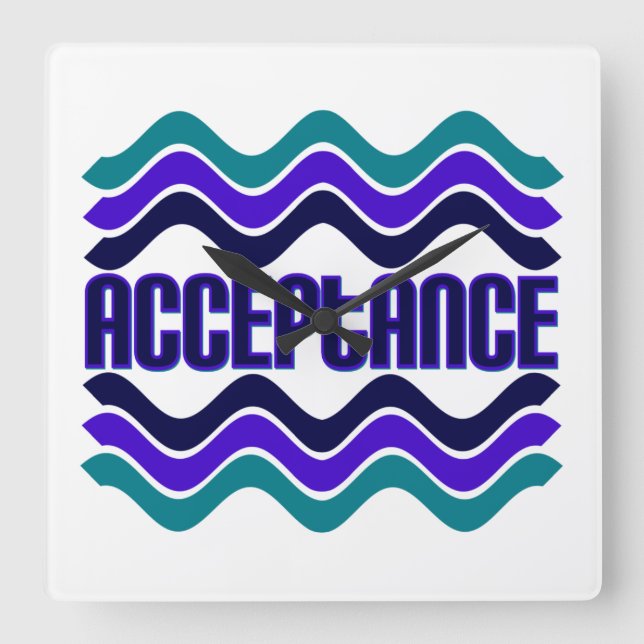 Acceptance Quote in Blue Green Purple Graphic Square Wall Clock (Front)