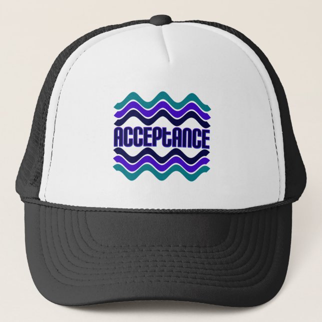 Acceptance Quote in Blue Green Purple Graphic Trucker Hat (Front)