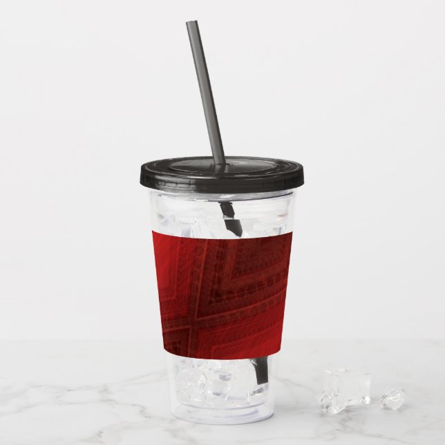 Acceptance | Red Eclectic Boho Pattern Acrylic Tumbler (Front Ice)