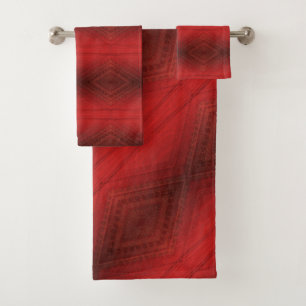 Acceptance Red Eclectic Boho Pattern Bath Towel Set