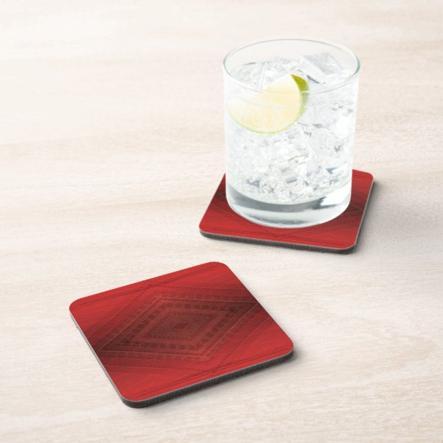 Acceptance | Red Eclectic Boho Pattern Beverage Coaster (Right Side)
