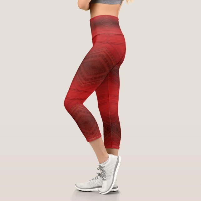 Acceptance | Red Eclectic Boho Pattern Capri Leggings (Left)