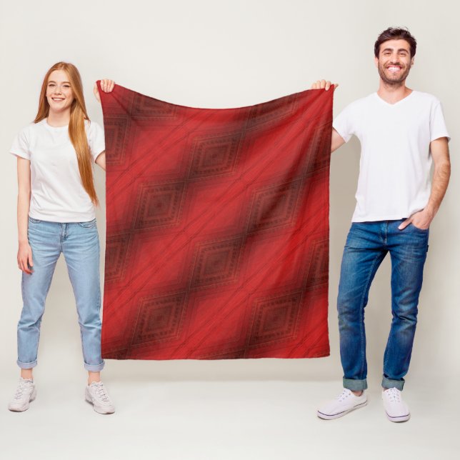 Acceptance | Red Eclectic Boho Pattern Fleece Blanket (In Situ)