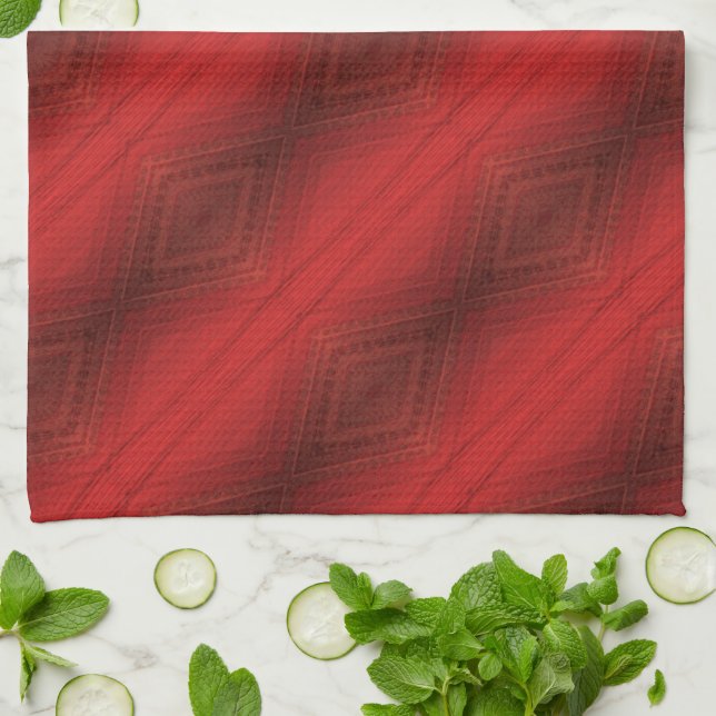Acceptance | Red Eclectic Boho Pattern Kitchen Towel (Folded)