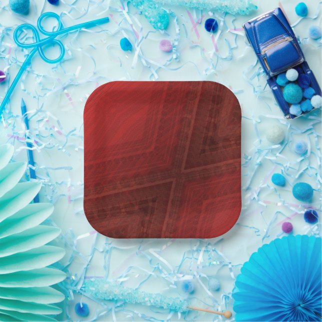 Acceptance | Red Eclectic Boho Pattern Paper Plates (Party)