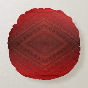 Acceptance Red Eclectic Boho Pattern Round Pillow