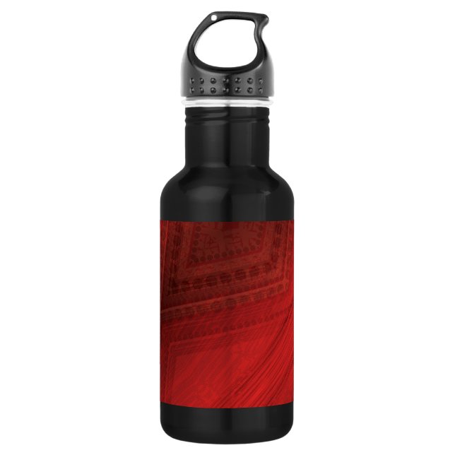 Acceptance | Red Eclectic Boho Pattern Stainless Steel Water Bottle (Front)
