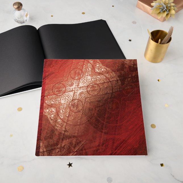 Acceptance | Red Meditation Medallions Foil Guest Book (Front Open)