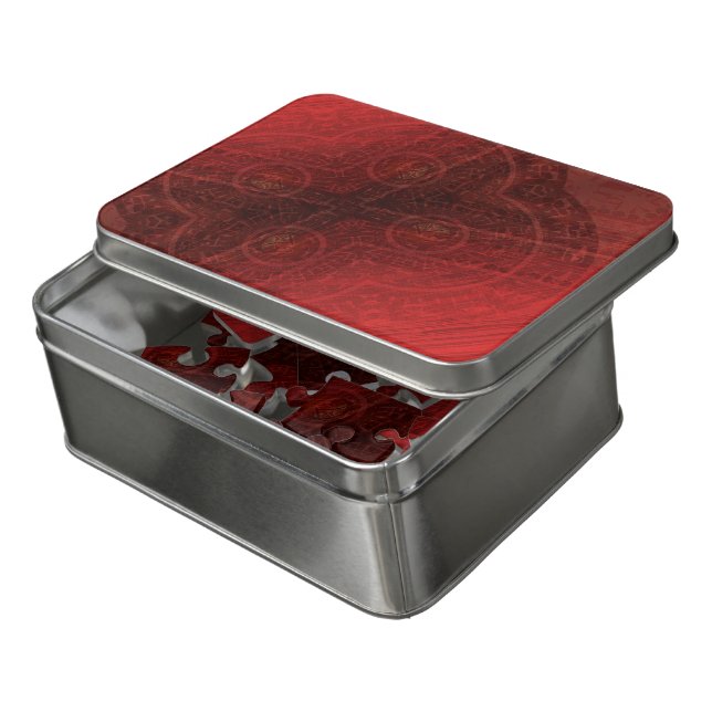 Acceptance | Red Meditation Medallions Jigsaw Puzzle (Lid Open)