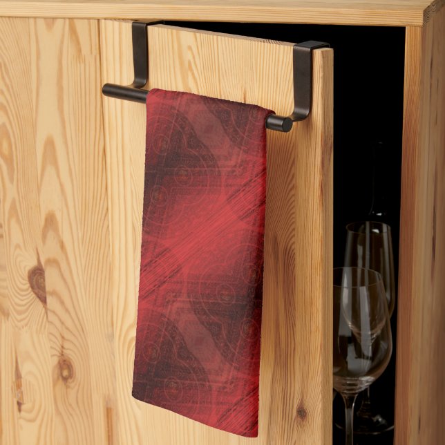 Acceptance | Red Meditation Medallions Kitchen Towel (Thirds Fold)