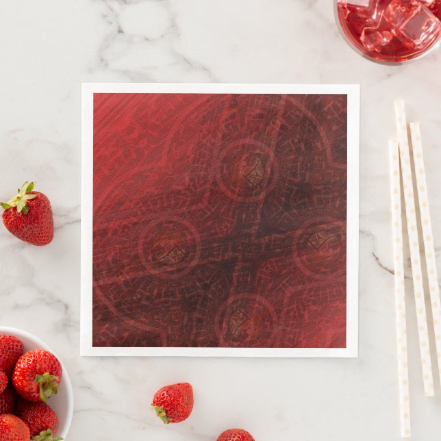 Acceptance | Red Meditation Medallions Paper Dinner Napkins (Insitu)