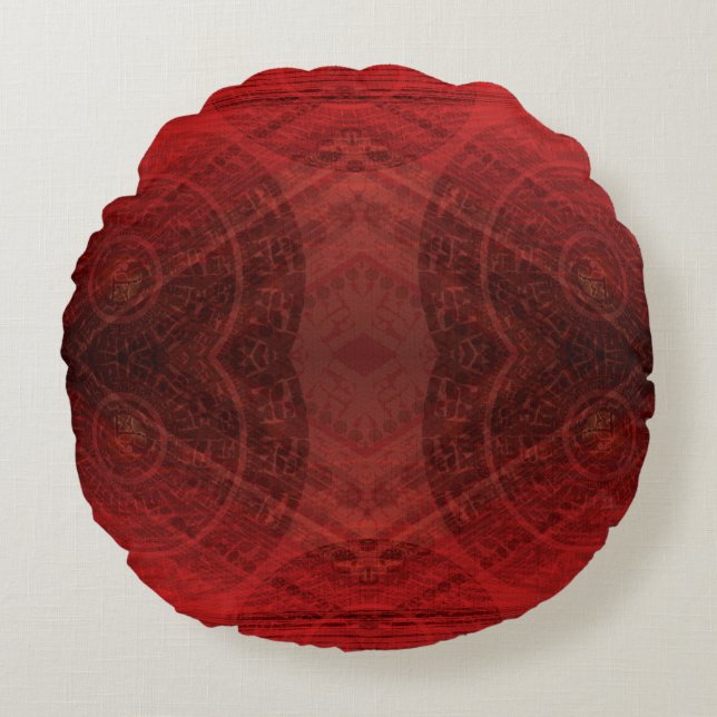 Acceptance | Red Meditation Medallions Round Pillow (Front)